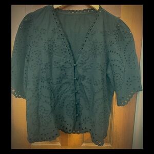 Loft black broderie top